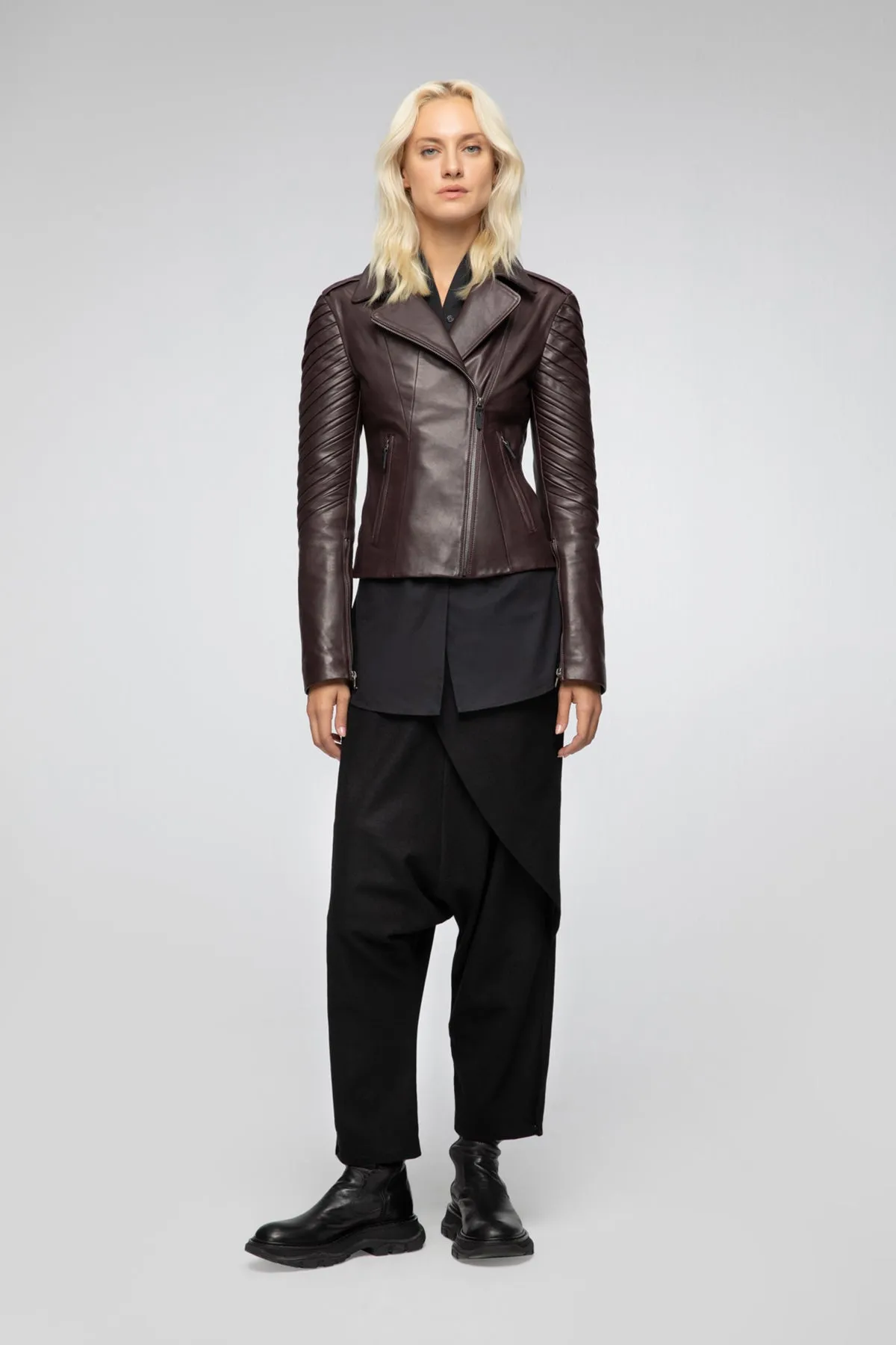 Alya - Bordeaux Leather Jacket