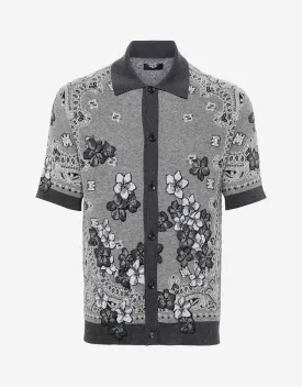 Amiri Black Bandana Floral Polo T-Shirt