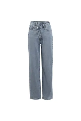 Asymmetric design jeans | Blue washed jeans | Street jeans