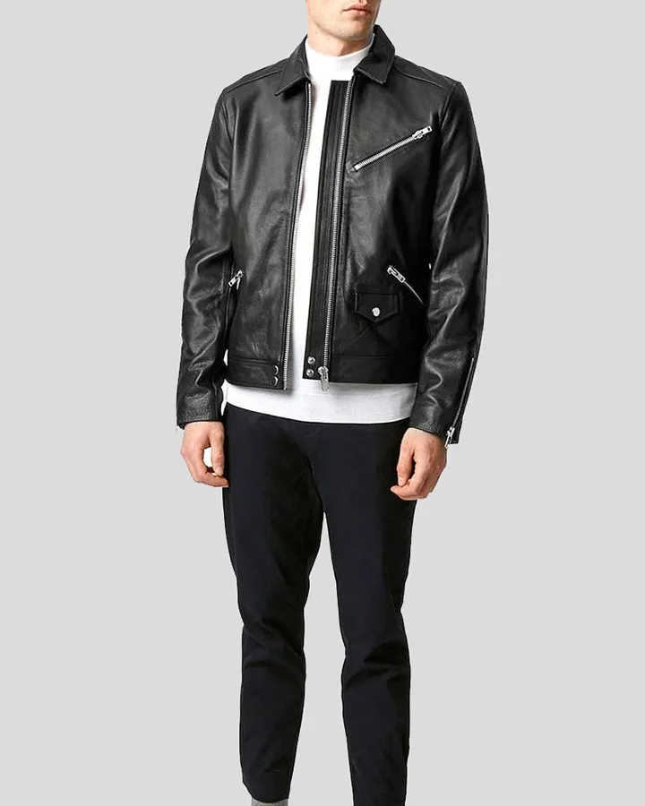 Benn Black Motorcycle Leather Jacket