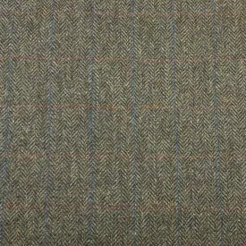 Brown Herringbone 100% Wool Fabric