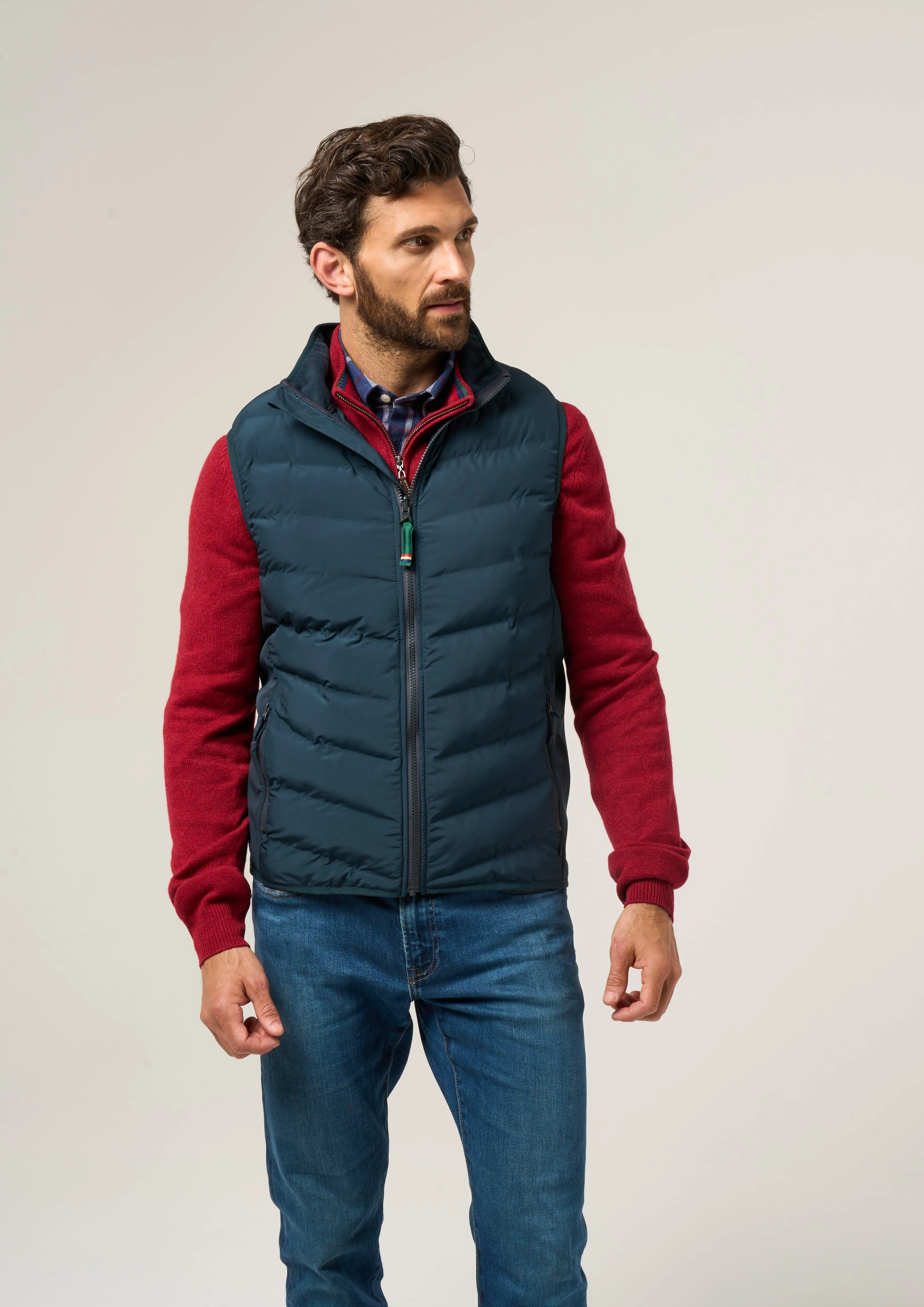 Calsall Men's Hybrid Gilet In Navy - Regular Fit