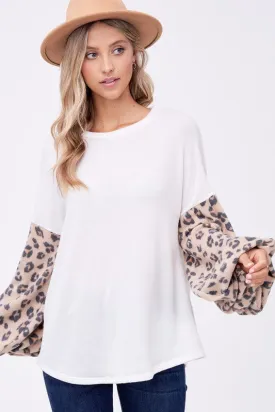 Cheetah Print Sleeved Blouse