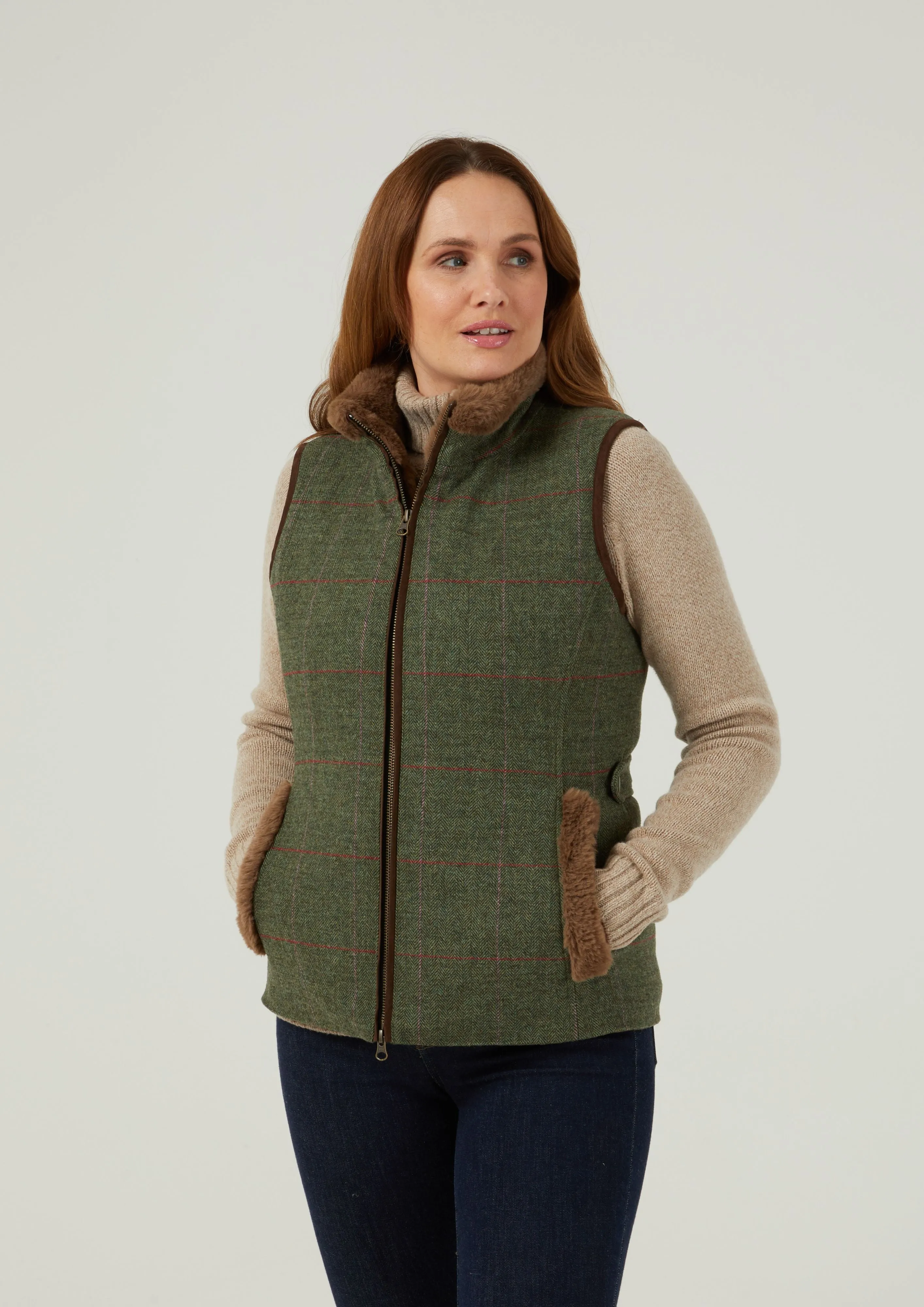 Combrook Ladies Tweed Gilet In Heath - Regular Fit