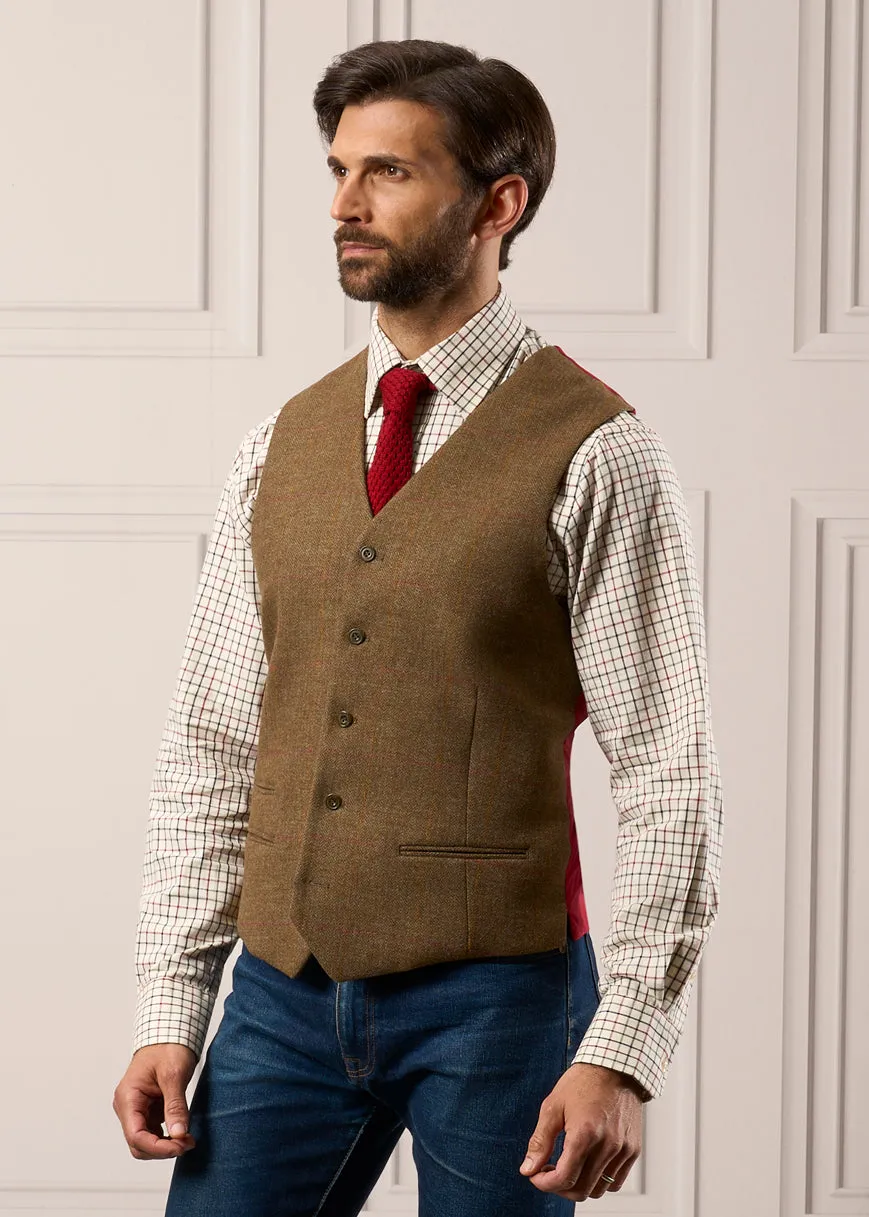 Combrook Men's Tweed Lined-Back Waistcoat In Hawthorn - Regular Fit