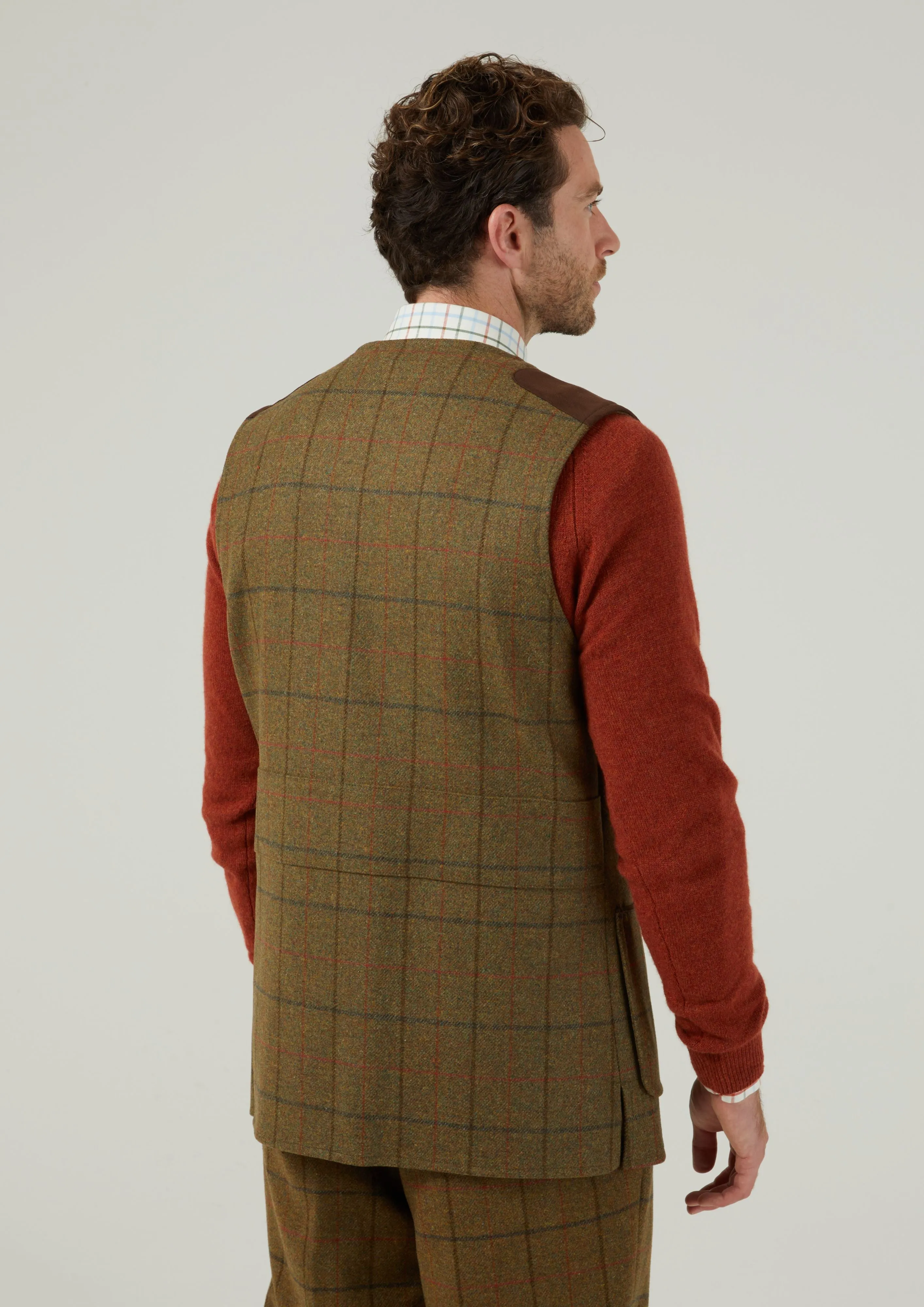 Combrook Men's Tweed Shooting Waistcoat in Thyme - Shooting Fit