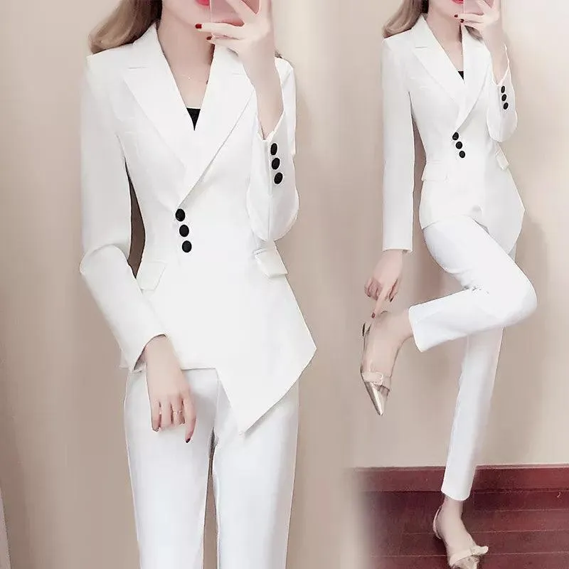 Irregular Women Pant Suit, Side Buttoned