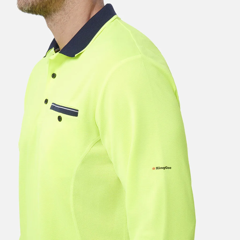 King Gee Workcool Hyperfreeze Hi-Vis Lightweight Long Sleeve Polo (K54840)