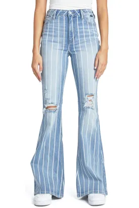 Pin Stripe High Rise Flares