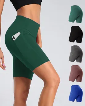 Pocket Design High Waisted Pocket Design Butt Lifting Yoga Shorts