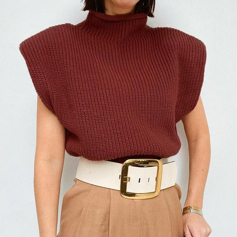 Sexy temperament high-neck short-sleeved sweater