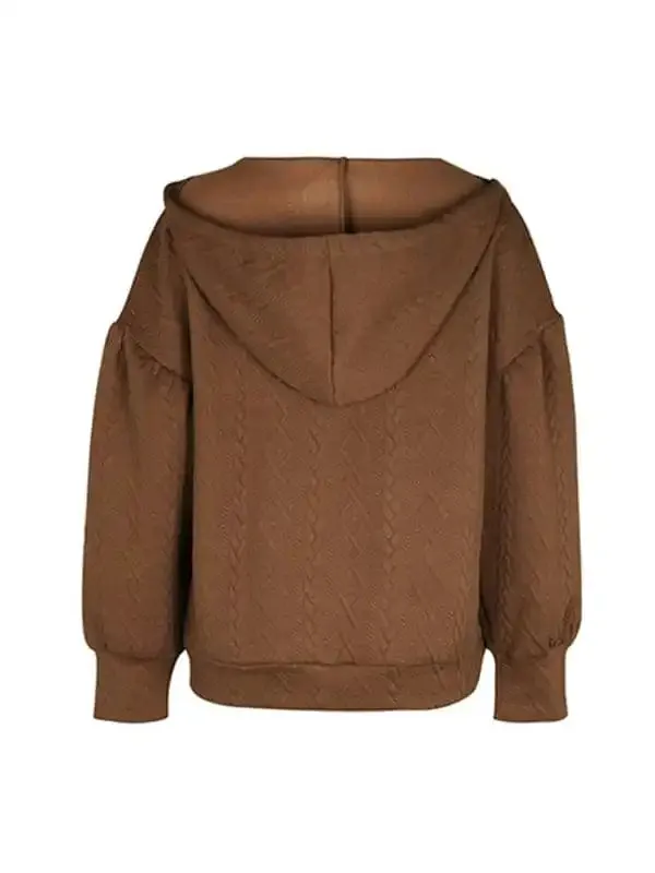 Women’s new solid color knitted long hooded sweatshirt